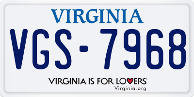 VA license plate VGS7968