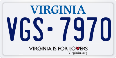 VA license plate VGS7970