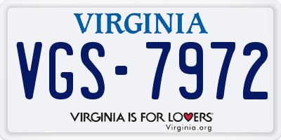 VA license plate VGS7972