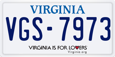 VA license plate VGS7973