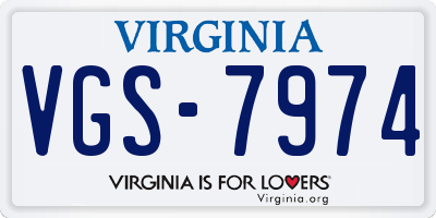 VA license plate VGS7974