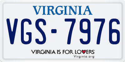 VA license plate VGS7976