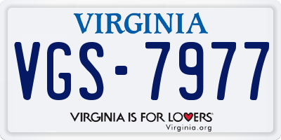 VA license plate VGS7977