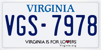 VA license plate VGS7978