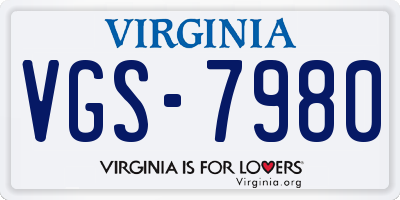 VA license plate VGS7980