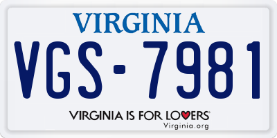VA license plate VGS7981