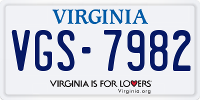 VA license plate VGS7982