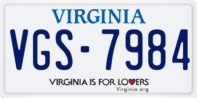 VA license plate VGS7984