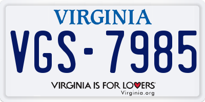 VA license plate VGS7985