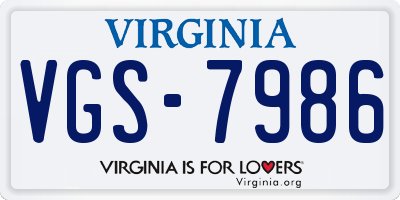 VA license plate VGS7986
