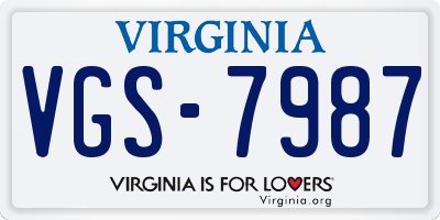 VA license plate VGS7987