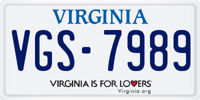 VA license plate VGS7989