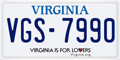 VA license plate VGS7990