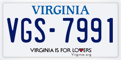 VA license plate VGS7991