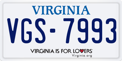 VA license plate VGS7993