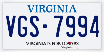 VA license plate VGS7994