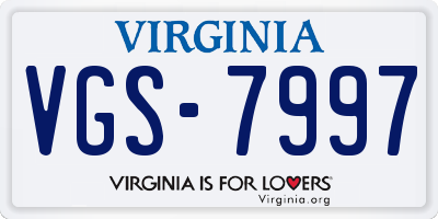VA license plate VGS7997