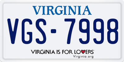 VA license plate VGS7998