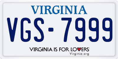 VA license plate VGS7999