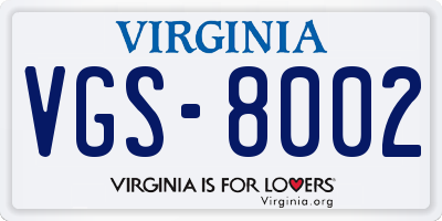 VA license plate VGS8002
