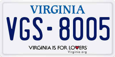 VA license plate VGS8005