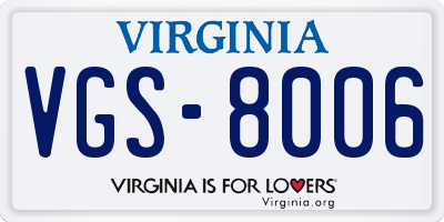 VA license plate VGS8006