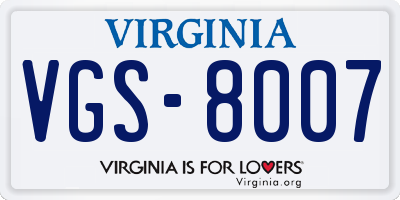 VA license plate VGS8007