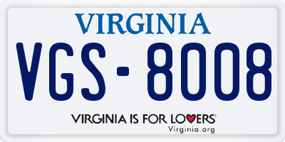 VA license plate VGS8008