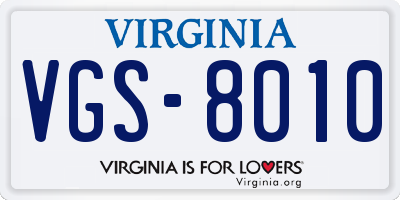 VA license plate VGS8010