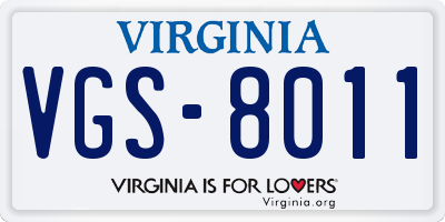 VA license plate VGS8011