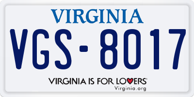 VA license plate VGS8017