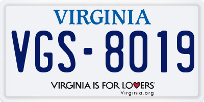 VA license plate VGS8019