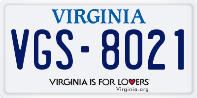 VA license plate VGS8021