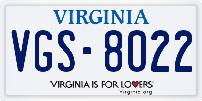 VA license plate VGS8022