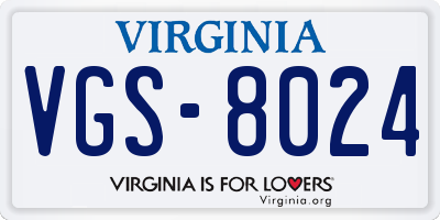 VA license plate VGS8024
