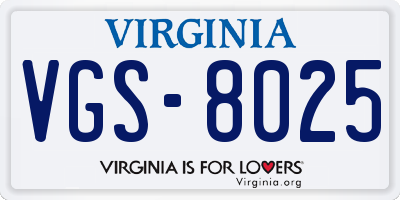 VA license plate VGS8025