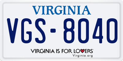 VA license plate VGS8040