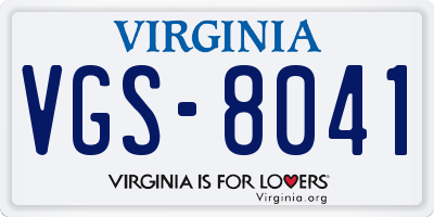VA license plate VGS8041