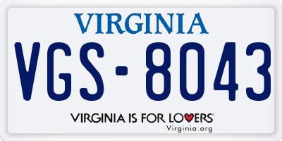 VA license plate VGS8043