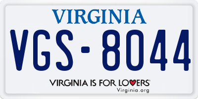 VA license plate VGS8044