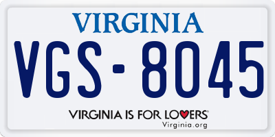 VA license plate VGS8045