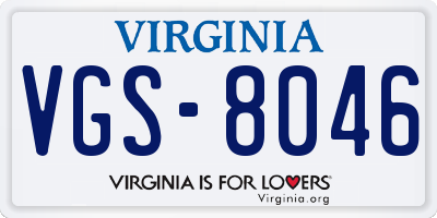VA license plate VGS8046