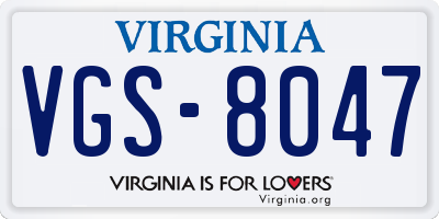 VA license plate VGS8047
