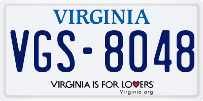 VA license plate VGS8048