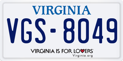 VA license plate VGS8049