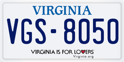 VA license plate VGS8050