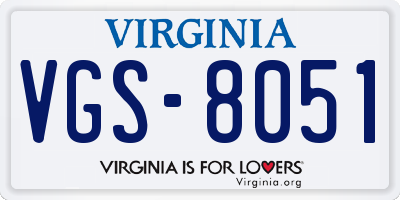 VA license plate VGS8051