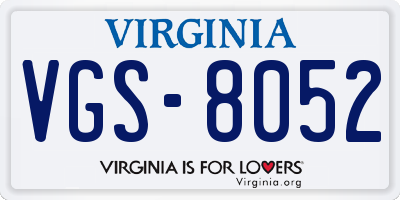 VA license plate VGS8052