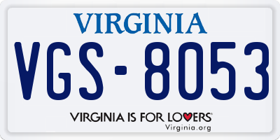 VA license plate VGS8053
