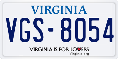 VA license plate VGS8054